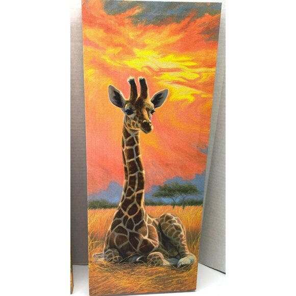 Lucie Bilodeau Mother Giraffe Canvas Prints Safari Art Vibrant Wildlife - Picture 8 of 14